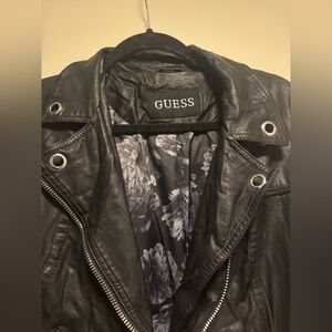 Guess Women's Classic Black Faux Leather Jacket